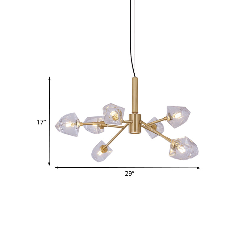 Brass 8 Heads Chandelier Lighting Postmodern Crystal Gemstone Ceiling Pendant Lamp Clearhalo 'Ceiling Lights' 'Chandeliers' 'Modern Chandeliers' 'Modern' Lighting' 791107