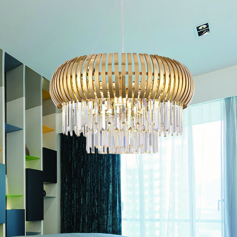 8-Light Crystal Icicle Chandelier Mid Century Gold Tiered Suspension Pendant Light Gold Clearhalo 'Ceiling Lights' 'Chandeliers' Lighting' options 791126_5cf8faf5-7518-4d2f-b8b5-14a240de92c3