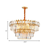 Tiered Tapered Crystal Chandelier Lamp Modern 8-Bulb Dining Table Ceiling Pendant in Gold Clearhalo 'Ceiling Lights' 'Chandeliers' Lighting' options 791133