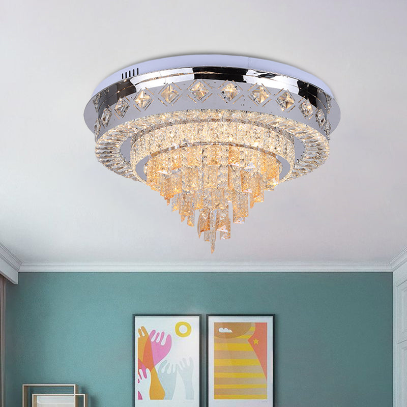 LED Flush Ceiling Light Modern Layers Crystal Flush Mount Recessed Lighting in Chrome Chrome Clearhalo 'Ceiling Lights' 'Close To Ceiling Lights' 'Close to ceiling' 'Flush mount' Lighting' 791168