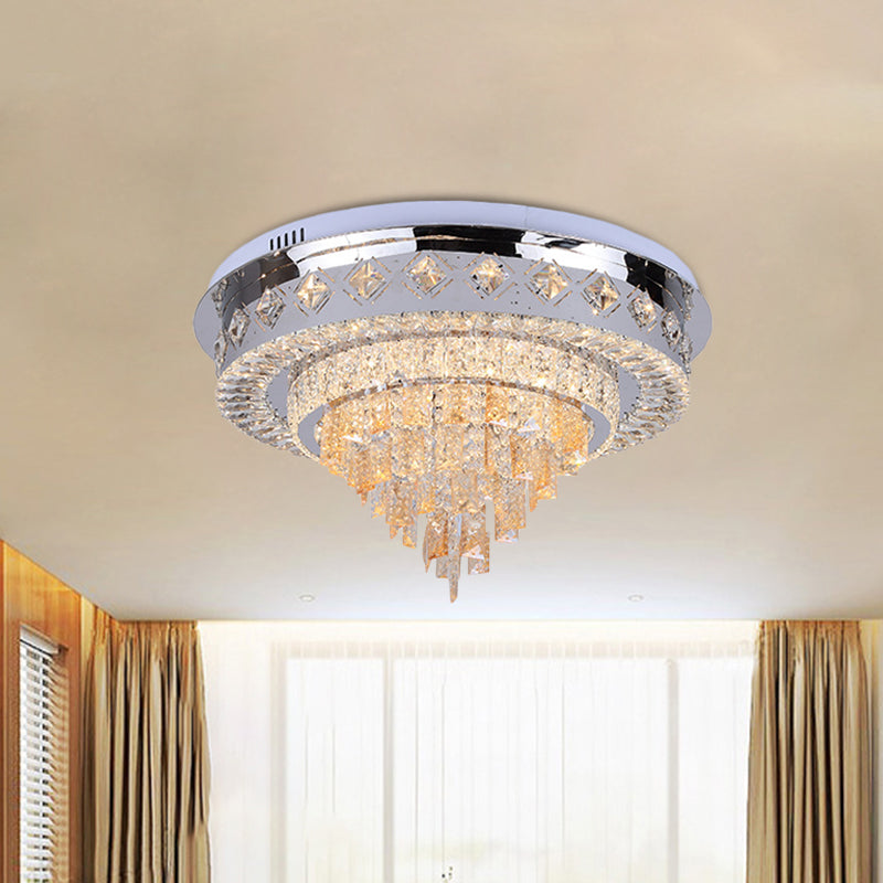 LED Flush Ceiling Light Modern Layers Crystal Flush Mount Recessed Lighting in Chrome Clearhalo 'Ceiling Lights' 'Close To Ceiling Lights' 'Close to ceiling' 'Flush mount' Lighting' 791169