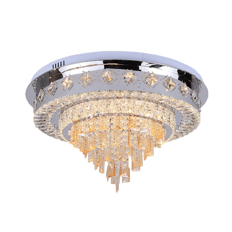 LED Flush Ceiling Light Modern Layers Crystal Flush Mount Recessed Lighting in Chrome Clearhalo 'Ceiling Lights' 'Close To Ceiling Lights' 'Close to ceiling' 'Flush mount' Lighting' 791170