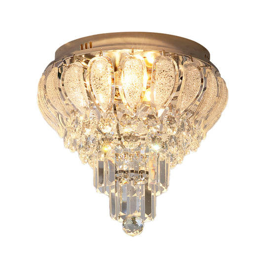 5 Bulbs Floral Ceiling Flush Mount Minimalistic Clear Crystal Flushmount Lighting for Bedroom Clearhalo 'Ceiling Lights' 'Close To Ceiling Lights' 'Close to ceiling' 'Flush mount' Lighting' 791178