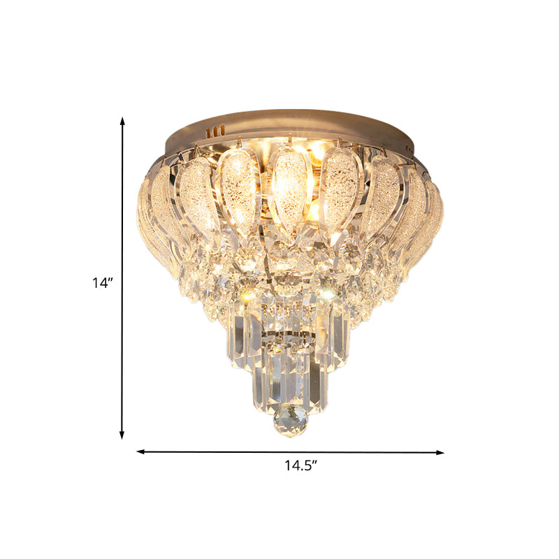 5 Bulbs Floral Ceiling Flush Mount Minimalistic Clear Crystal Flushmount Lighting for Bedroom Clearhalo 'Ceiling Lights' 'Close To Ceiling Lights' 'Close to ceiling' 'Flush mount' Lighting' 791179