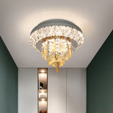 Layered Corridor Ceiling Lighting Modern Crystal Chrome LED Flush Mount Fixture, 11"/23.5" Dia Clearhalo 'Ceiling Lights' 'Close To Ceiling Lights' 'Close to ceiling' 'Flush mount' Lighting' 791181