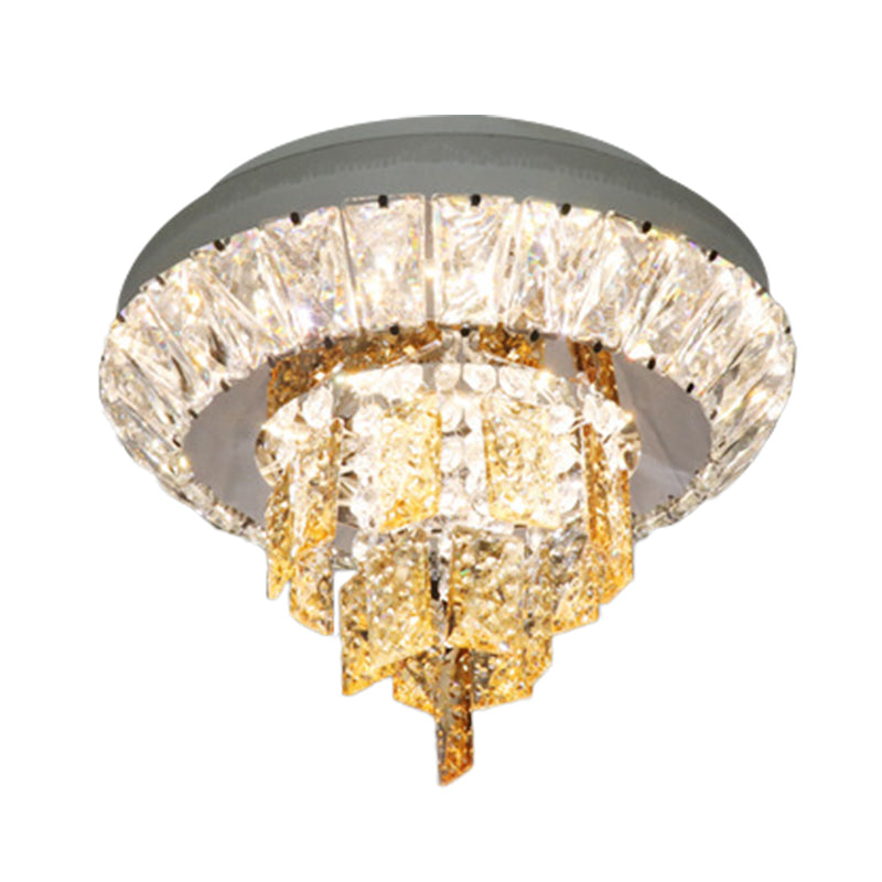 Layered Corridor Ceiling Lighting Modern Crystal Chrome LED Flush Mount Fixture, 11"/23.5" Dia Clearhalo 'Ceiling Lights' 'Close To Ceiling Lights' 'Close to ceiling' 'Flush mount' Lighting' 791182