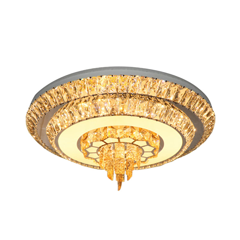 Layered Corridor Ceiling Lighting Modern Crystal Chrome LED Flush Mount Fixture, 11"/23.5" Dia Clearhalo 'Ceiling Lights' 'Close To Ceiling Lights' 'Close to ceiling' 'Flush mount' Lighting' 791187