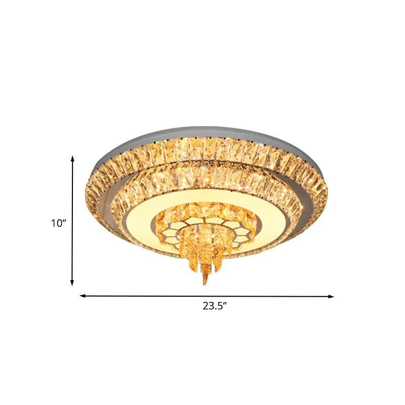 Layered Corridor Ceiling Lighting Modern Crystal Chrome LED Flush Mount Fixture, 11"/23.5" Dia Clearhalo 'Ceiling Lights' 'Close To Ceiling Lights' 'Close to ceiling' 'Flush mount' Lighting' 791188