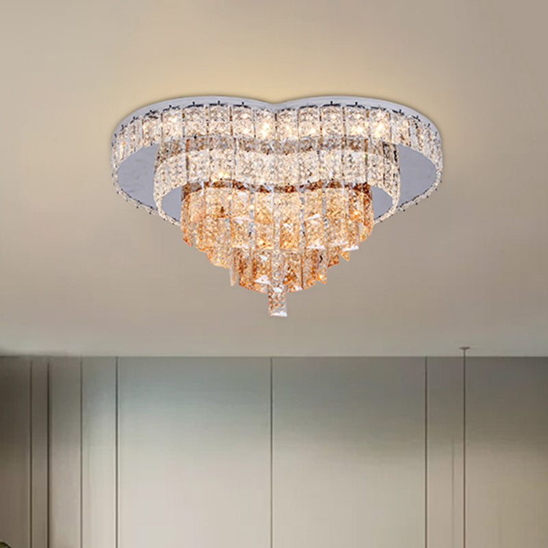 Remote Control Love Heart LED Flush Mount Modernist White Faceted Crystal Close to Ceiling Light Clearhalo 'Ceiling Lights' 'Close To Ceiling Lights' 'Close to ceiling' 'Flush mount' Lighting' 791204