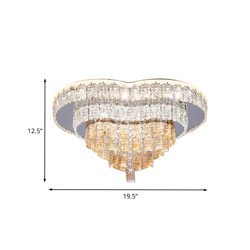 Remote Control Love Heart LED Flush Mount Modernist White Faceted Crystal Close to Ceiling Light Clearhalo 'Ceiling Lights' 'Close To Ceiling Lights' 'Close to ceiling' 'Flush mount' Lighting' 791206