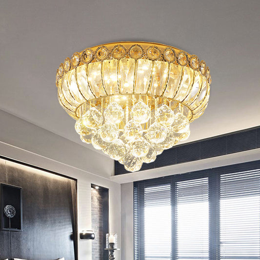 Opulent Crystal Gold Flush Light Gourd Shaped Traditional LED Ceiling Mount Fixture Clear Clearhalo 'Ceiling Lights' 'Close To Ceiling Lights' 'Close to ceiling' 'Flush mount' Lighting' 791211