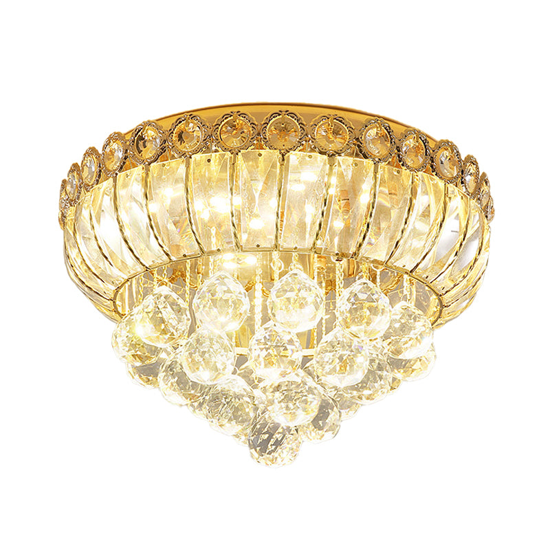 Opulent Crystal Gold Flush Light Gourd Shaped Traditional LED Ceiling Mount Fixture Clearhalo 'Ceiling Lights' 'Close To Ceiling Lights' 'Close to ceiling' 'Flush mount' Lighting' 791212