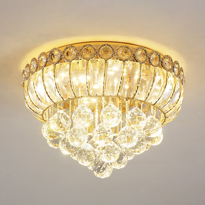 Opulent Crystal Gold Flush Light Gourd Shaped Traditional LED Ceiling Mount Fixture Clearhalo 'Ceiling Lights' 'Close To Ceiling Lights' 'Close to ceiling' 'Flush mount' Lighting' 791213