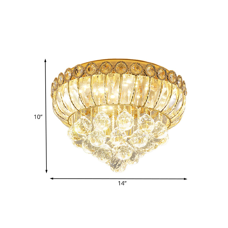 Opulent Crystal Gold Flush Light Gourd Shaped Traditional LED Ceiling Mount Fixture Clearhalo 'Ceiling Lights' 'Close To Ceiling Lights' 'Close to ceiling' 'Flush mount' Lighting' 791214