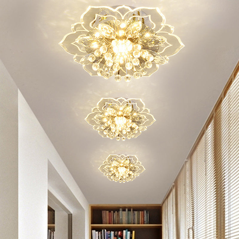 Blossom Mini LED Flushmount Light Modern Style Clear Crystal Ceiling Lamp for Corridor Clear Clearhalo 'Ceiling Lights' 'Close To Ceiling Lights' 'Close to ceiling' 'Flush mount' Lighting' 791215