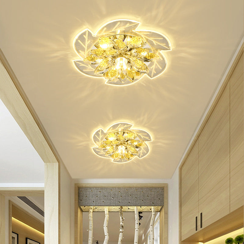 LED Ceiling Light Flush Mount Modernism Flower Small Clear Crystal Flush Mount Light Fixture Clearhalo 'Ceiling Lights' 'Close To Ceiling Lights' 'Close to ceiling' 'Flush mount' Lighting' 791220