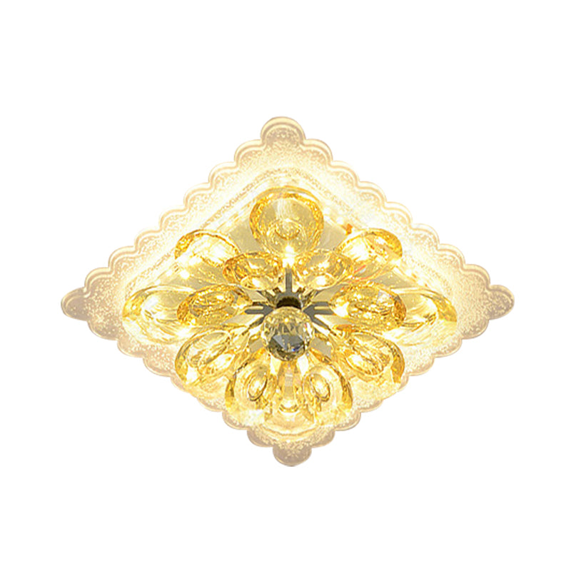 Scalloped Square Corridor Ceiling Fixture Modernist Clear Crystal LED Flush Mount Recessed Lighting Clearhalo 'Ceiling Lights' 'Close To Ceiling Lights' 'Close to ceiling' 'Flush mount' Lighting' 791225