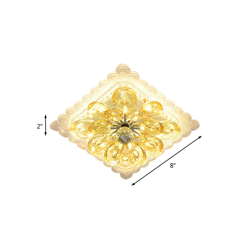 Scalloped Square Corridor Ceiling Fixture Modernist Clear Crystal LED Flush Mount Recessed Lighting Clearhalo 'Ceiling Lights' 'Close To Ceiling Lights' 'Close to ceiling' 'Flush mount' Lighting' 791226