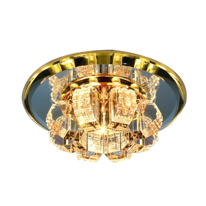 Gold Blooming Mini Flush Light Modern Crystal Strap Corridor LED Close to Ceiling Lamp Clearhalo 'Ceiling Lights' 'Close To Ceiling Lights' 'Close to ceiling' 'Flush mount' Lighting' 791233