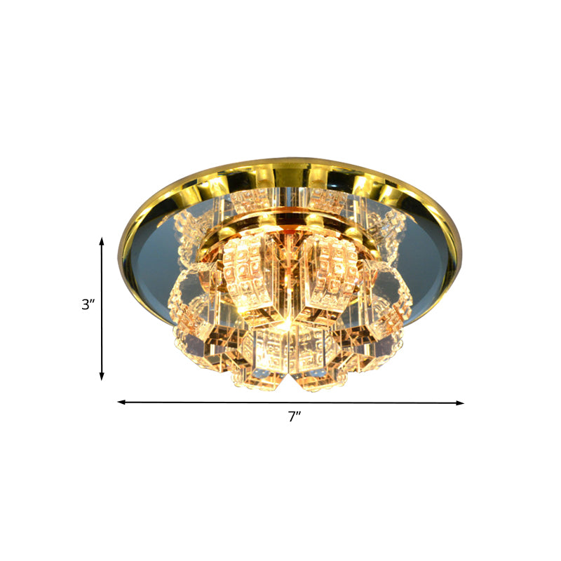 Gold Blooming Mini Flush Light Modern Crystal Strap Corridor LED Close to Ceiling Lamp Clearhalo 'Ceiling Lights' 'Close To Ceiling Lights' 'Close to ceiling' 'Flush mount' Lighting' 791234