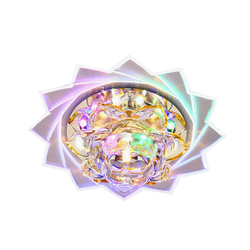 Modern Style Lotus Ceiling Light Clear Crystal LED Flush Mount Fixture for Hallway Clearhalo 'Ceiling Lights' 'Close To Ceiling Lights' 'Close to ceiling' 'Flush mount' Lighting' 791237