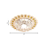 LED Close to Ceiling Lighting Romantic Modern Floral Small Clear Crystal Flush Mount with Peacock Feather Element Clearhalo 'Ceiling Lights' 'Close To Ceiling Lights' 'Close to ceiling' 'Flush mount' Lighting' 791242