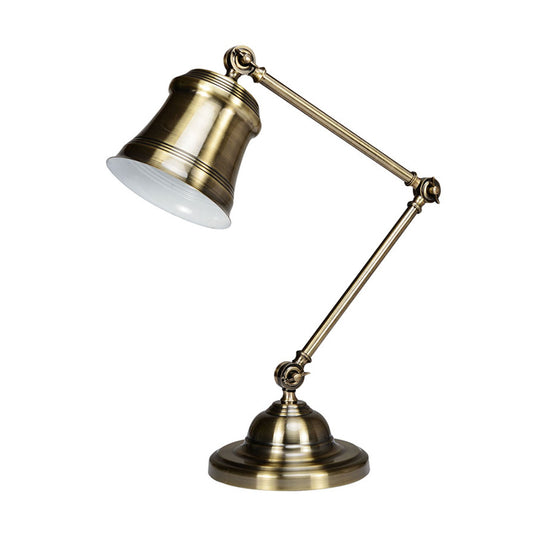 Trumpet Shade Study Desk Reading Lamp Vintage Metal Single Gold Finish Task Light with Adjustable Arm Clearhalo 'Lamps' 'Table Lamps' Lighting' 791362