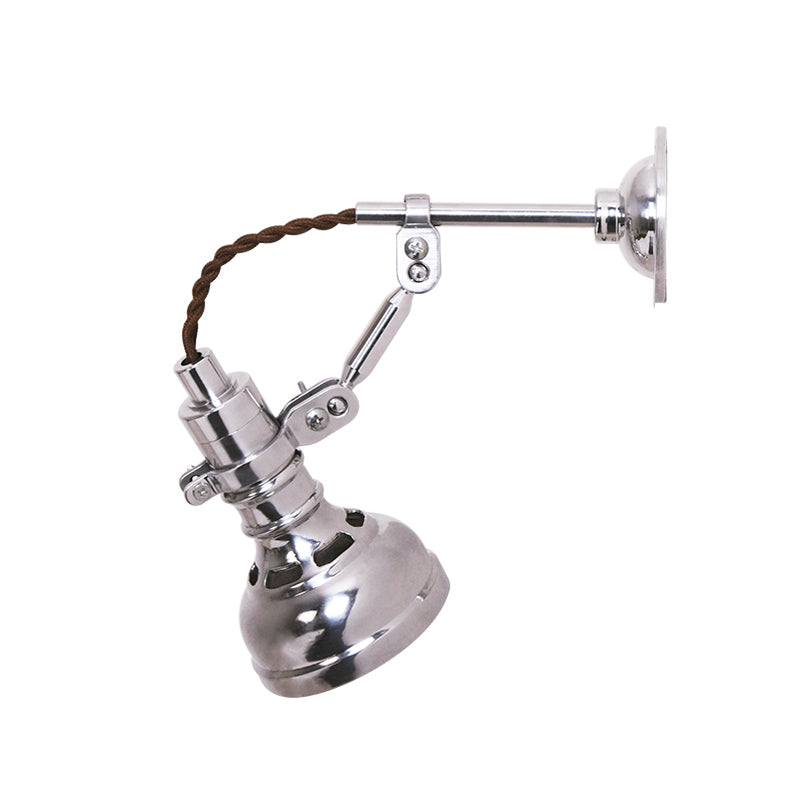 Polished Chrome Torchlight Wall Lighting Industrial Metal 1 Head Bedside Rotating Wall Mounted Light Fixture Clearhalo 'Art deco wall lights' 'Cast Iron' 'Glass' 'Industrial wall lights' 'Industrial' 'Middle century wall lights' 'Modern' 'Rustic wall lights' 'Tiffany' 'Traditional wall lights' 'Wall Lamps & Sconces' 'Wall Lights' Lighting' 791369