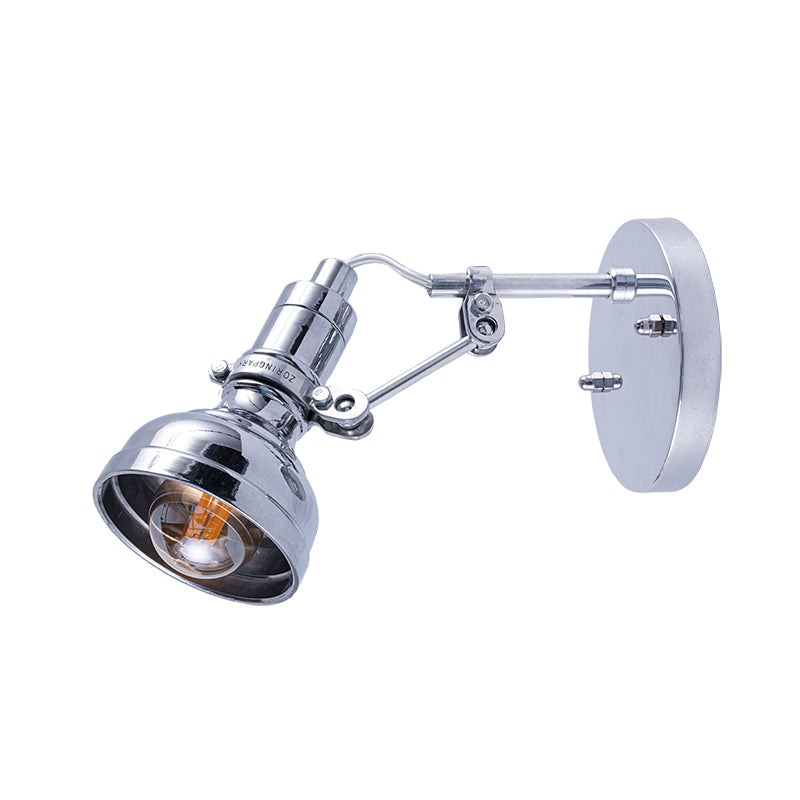 Polished Chrome Torchlight Wall Lighting Industrial Metal 1 Head Bedside Rotating Wall Mounted Light Fixture Clearhalo 'Art deco wall lights' 'Cast Iron' 'Glass' 'Industrial wall lights' 'Industrial' 'Middle century wall lights' 'Modern' 'Rustic wall lights' 'Tiffany' 'Traditional wall lights' 'Wall Lamps & Sconces' 'Wall Lights' Lighting' 791375