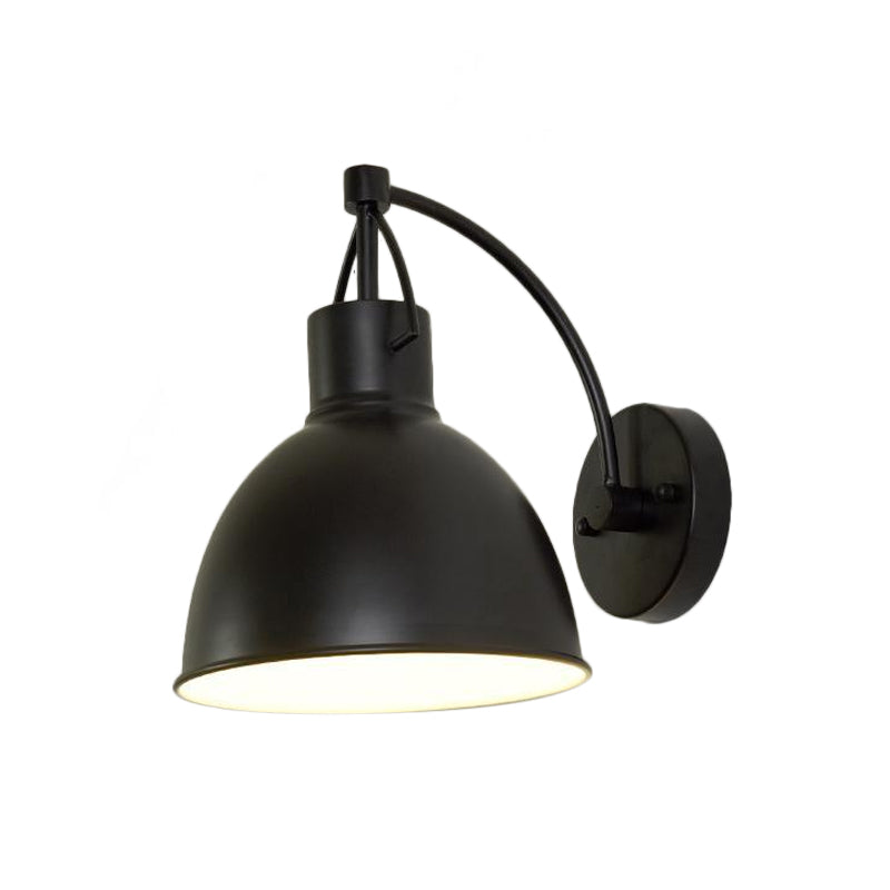 Bowl Shape Outdoor Wall Hanging Light Loft Iron 1-Light Black Sconce Light Fixture Clearhalo 'Art deco wall lights' 'Cast Iron' 'Glass' 'Industrial wall lights' 'Industrial' 'Middle century wall lights' 'Modern' 'Rustic wall lights' 'Tiffany' 'Traditional wall lights' 'Wall Lamps & Sconces' 'Wall Lights' Lighting' 791395