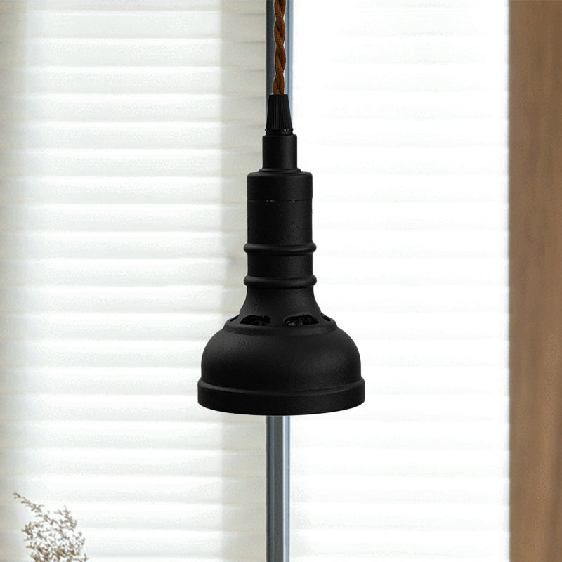 Iron Black Suspension Pendant Light Torchlight 1 Bulb Industrial Hanging Lamp Kit Clearhalo 'Art Deco Pendants' 'Black' 'Cast Iron' 'Ceiling Lights' 'Ceramic' 'Crystal' 'Industrial Pendants' 'Industrial' 'Metal' 'Middle Century Pendants' 'Pendant Lights' 'Pendants' 'Rustic Pendants' 'Tiffany' Lighting' 791406