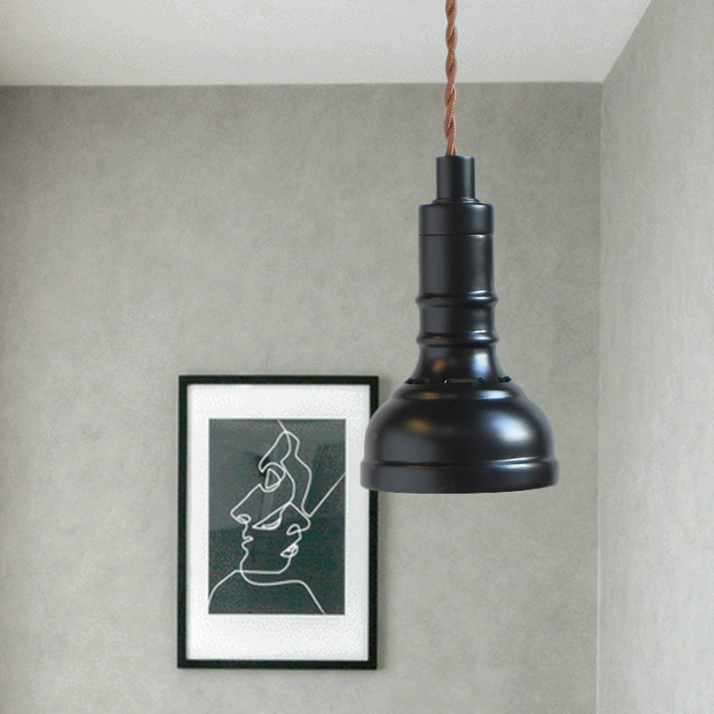 Iron Black Suspension Pendant Light Torchlight 1 Bulb Industrial Hanging Lamp Kit Clearhalo 'Art Deco Pendants' 'Black' 'Cast Iron' 'Ceiling Lights' 'Ceramic' 'Crystal' 'Industrial Pendants' 'Industrial' 'Metal' 'Middle Century Pendants' 'Pendant Lights' 'Pendants' 'Rustic Pendants' 'Tiffany' Lighting' 791410