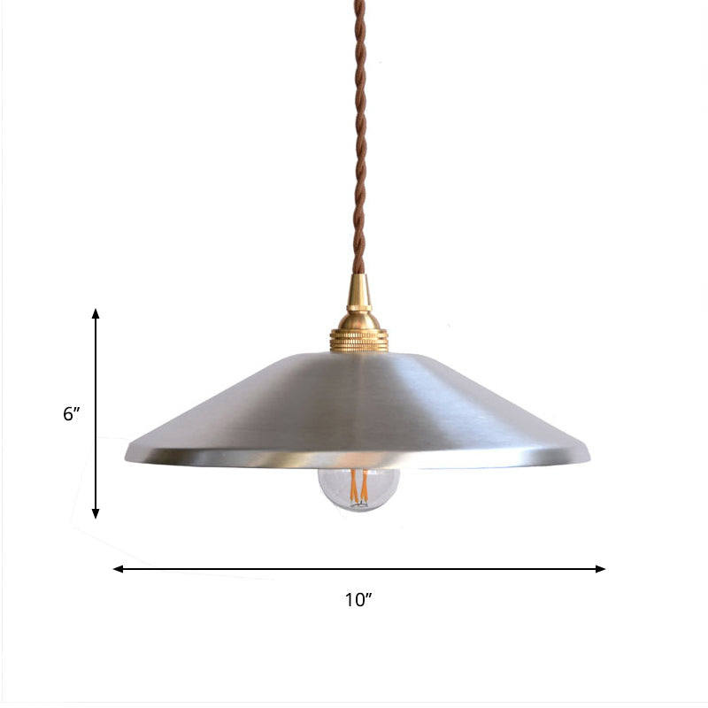 Silver Saucer Pendant Lighting Warehouse Metal 1-Light Garage Ceiling Suspension Lamp Clearhalo 'Art Deco Pendants' 'Cast Iron' 'Ceiling Lights' 'Ceramic' 'Crystal' 'Industrial Pendants' 'Industrial' 'Metal' 'Middle Century Pendants' 'Pendant Lights' 'Pendants' 'Tiffany' Lighting' 791417