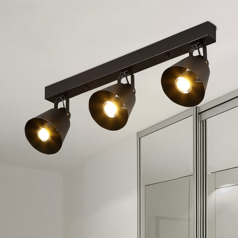 Bell Wine Club Flush Mount Spotlight Warehouse Metal 1/3-Head Black Semi Flush Ceiling Light with Rotatable Design 3 Black Clearhalo 'Ceiling Lights' 'Close To Ceiling Lights' 'Close to ceiling' 'Semi-flushmount' Lighting' 791451