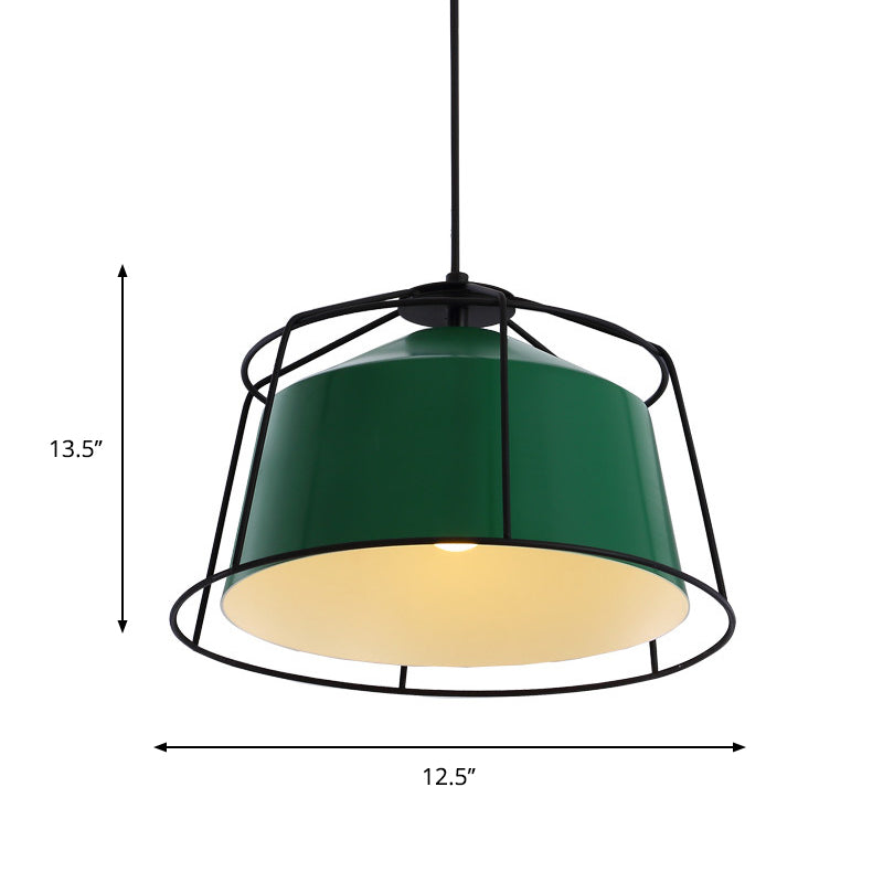 Green Barn Pendant Light Fixture Loft Aluminum 1 Light Living Room Down Lighting with Cage Guard Clearhalo 'Art Deco Pendants' 'Cast Iron' 'Ceiling Lights' 'Ceramic' 'Crystal' 'Industrial Pendants' 'Industrial' 'Metal' 'Middle Century Pendants' 'Pendant Lights' 'Pendants' 'Tiffany' Lighting' 791467