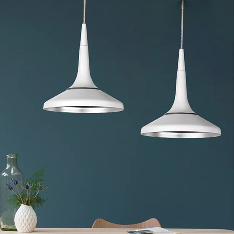 White Funnel Suspension Pendant Nordic Aluminum 1 Bulb Dining Room Hanging Light Fixture Clearhalo 'Art Deco Pendants' 'Cast Iron' 'Ceiling Lights' 'Ceramic' 'Crystal' 'Industrial Pendants' 'Industrial' 'Metal' 'Middle Century Pendants' 'Pendant Lights' 'Pendants' 'Tiffany' Lighting' 791473