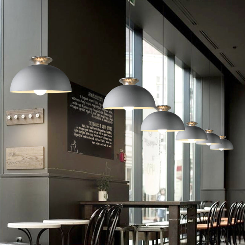 Aluminum Dome Pendant Lamp Nordic Style 1 Light Snack Bar Suspension Light in Grey/White Clearhalo 'Art Deco Pendants' 'Cast Iron' 'Ceiling Lights' 'Ceramic' 'Crystal' 'Industrial Pendants' 'Industrial' 'Metal' 'Middle Century Pendants' 'Pendant Lights' 'Pendants' 'Tiffany' Lighting' 791517
