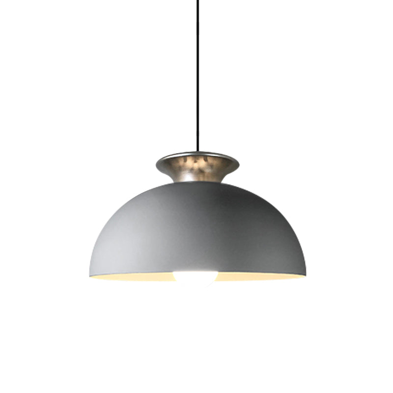 Aluminum Dome Pendant Lamp Nordic Style 1 Light Snack Bar Suspension Light in Grey/White Clearhalo 'Art Deco Pendants' 'Cast Iron' 'Ceiling Lights' 'Ceramic' 'Crystal' 'Industrial Pendants' 'Industrial' 'Metal' 'Middle Century Pendants' 'Pendant Lights' 'Pendants' 'Tiffany' Lighting' 791518