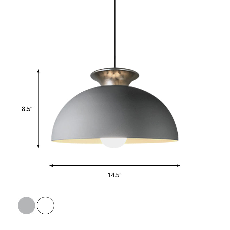 Aluminum Dome Pendant Lamp Nordic Style 1 Light Snack Bar Suspension Light in Grey/White Clearhalo 'Art Deco Pendants' 'Cast Iron' 'Ceiling Lights' 'Ceramic' 'Crystal' 'Industrial Pendants' 'Industrial' 'Metal' 'Middle Century Pendants' 'Pendant Lights' 'Pendants' 'Tiffany' Lighting' 791519