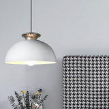 Aluminum Dome Pendant Lamp Nordic Style 1 Light Snack Bar Suspension Light in Grey/White Clearhalo 'Art Deco Pendants' 'Cast Iron' 'Ceiling Lights' 'Ceramic' 'Crystal' 'Industrial Pendants' 'Industrial' 'Metal' 'Middle Century Pendants' 'Pendant Lights' 'Pendants' 'Tiffany' Lighting' 791521