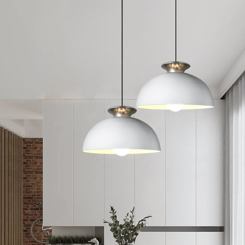 Aluminum Dome Pendant Lamp Nordic Style 1 Light Snack Bar Suspension Light in Grey/White Clearhalo 'Art Deco Pendants' 'Cast Iron' 'Ceiling Lights' 'Ceramic' 'Crystal' 'Industrial Pendants' 'Industrial' 'Metal' 'Middle Century Pendants' 'Pendant Lights' 'Pendants' 'Tiffany' Lighting' 791522