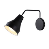 Black/White 1-Head Task Wall Light Iron Horn Shape Wall Mount Lighting Fixture with Bent Swing Arm Clearhalo 'Art deco wall lights' 'Cast Iron' 'Glass' 'Industrial wall lights' 'Industrial' 'Middle century wall lights' 'Modern' 'Rustic wall lights' 'Tiffany' 'Traditional wall lights' 'Wall Lamps & Sconces' 'Wall Lights' Lighting' 791530