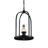 Bulb-Shape Frosted Glass Hanging Pendant Factory Style 1 Bulb Country Club Suspension Lamp with Birdcage Frame in Black Clearhalo 'Art Deco Pendants' 'Black' 'Cast Iron' 'Ceiling Lights' 'Ceramic' 'Crystal' 'Industrial Pendants' 'Industrial' 'Metal' 'Middle Century Pendants' 'Pendant Lights' 'Pendants' 'Rustic Pendants' 'Tiffany' Lighting' 791588