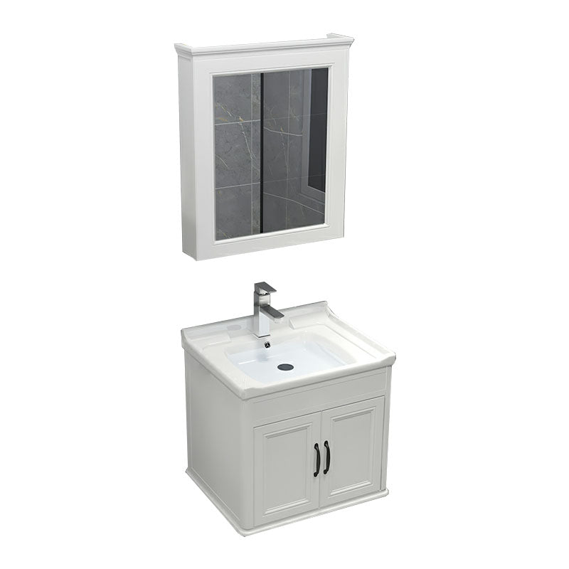 Wall Mount Mirror Included Sink Vanity with Faucet for Bathroom Vanity & Faucet & Mirror Cabinet 20"L x 15"W x 20"H White Clearhalo 'Bathroom Remodel & Bathroom Fixtures' 'Bathroom Vanities' 'bathroom_vanities' 'Home Improvement' 'home_improvement' 'home_improvement_bathroom_vanities' 7916605