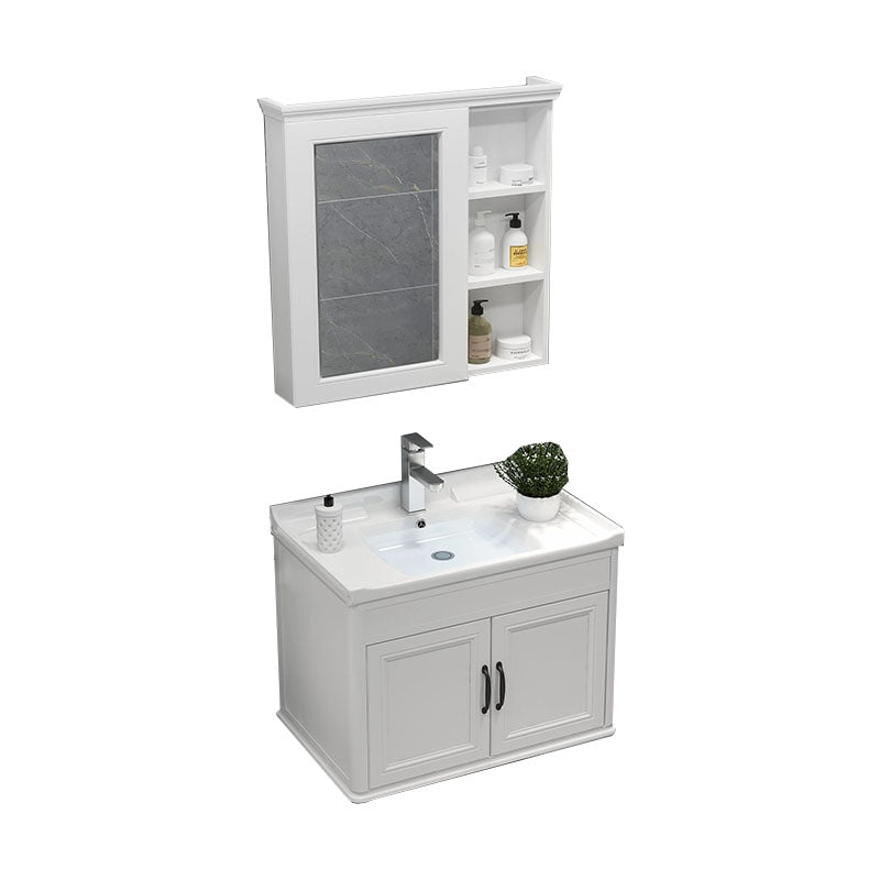 Wall Mount Mirror Included Sink Vanity with Faucet for Bathroom Vanity & Faucet & Mirror Cabinet 24"L x 19"W x 20"H White Clearhalo 'Bathroom Remodel & Bathroom Fixtures' 'Bathroom Vanities' 'bathroom_vanities' 'Home Improvement' 'home_improvement' 'home_improvement_bathroom_vanities' 7916607