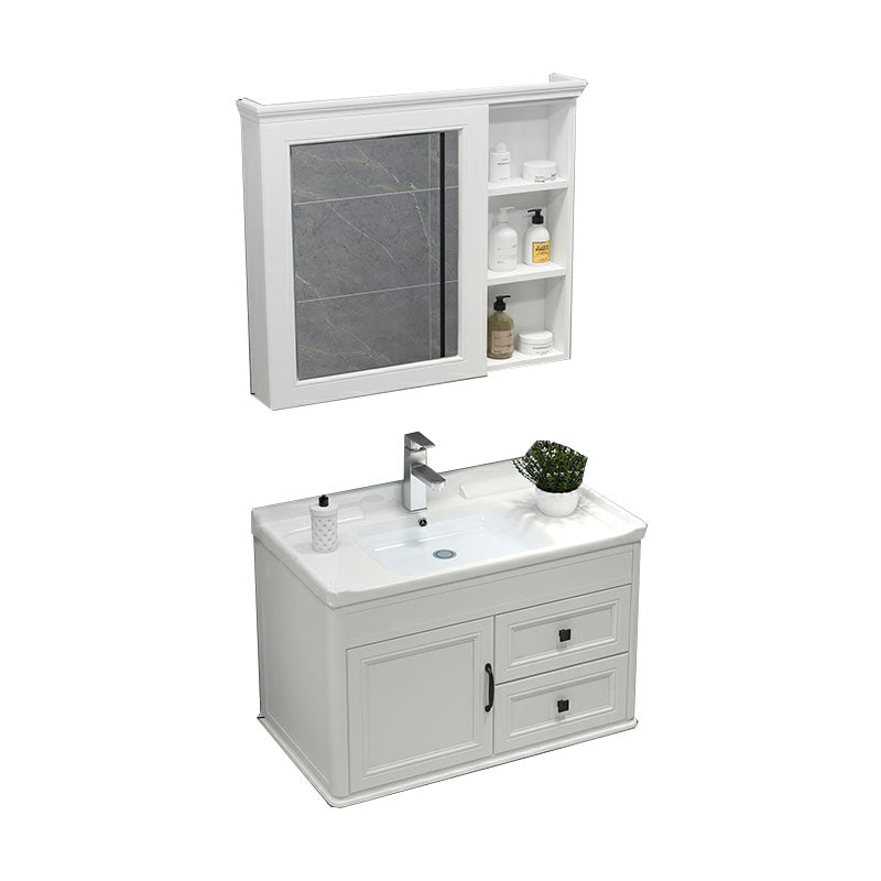 Wall Mount Mirror Included Sink Vanity with Faucet for Bathroom Vanity & Faucet & Mirror Cabinet White Clearhalo 'Bathroom Remodel & Bathroom Fixtures' 'Bathroom Vanities' 'bathroom_vanities' 'Home Improvement' 'home_improvement' 'home_improvement_bathroom_vanities' 7916609