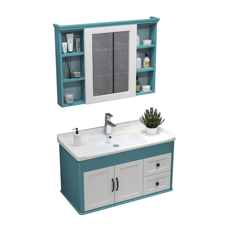 Wall Mount Mirror Included Sink Vanity with Faucet for Bathroom Clearhalo 'Bathroom Remodel & Bathroom Fixtures' 'Bathroom Vanities' 'bathroom_vanities' 'Home Improvement' 'home_improvement' 'home_improvement_bathroom_vanities' 7916613