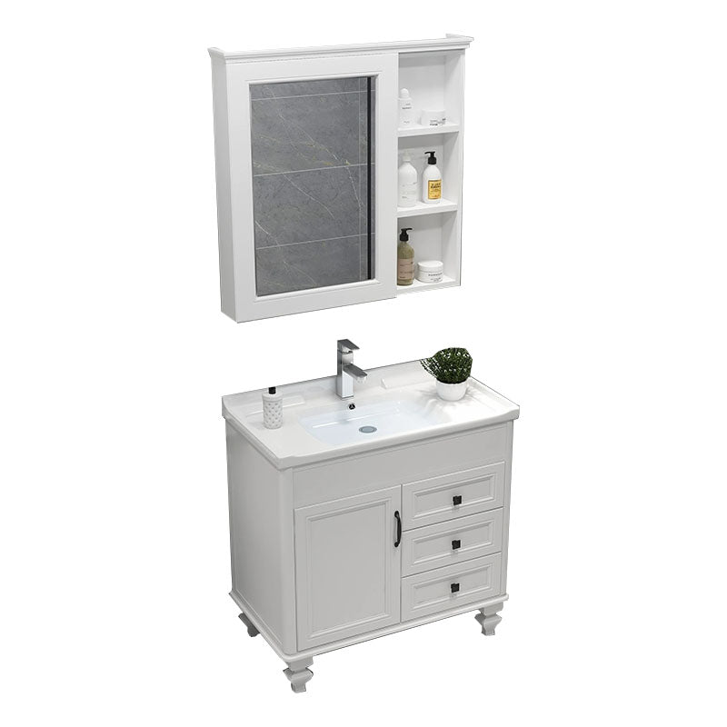 Wall Mount Mirror Included Sink Vanity with Faucet for Bathroom Vanity & Faucet & Mirror Cabinet White Clearhalo 'Bathroom Remodel & Bathroom Fixtures' 'Bathroom Vanities' 'bathroom_vanities' 'Home Improvement' 'home_improvement' 'home_improvement_bathroom_vanities' 7916614