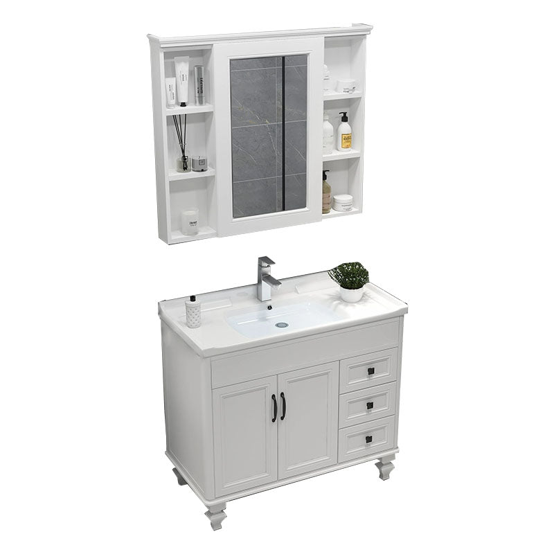 Wall Mount Mirror Included Sink Vanity with Faucet for Bathroom Vanity & Faucet & Mirror Cabinet White Clearhalo 'Bathroom Remodel & Bathroom Fixtures' 'Bathroom Vanities' 'bathroom_vanities' 'Home Improvement' 'home_improvement' 'home_improvement_bathroom_vanities' 7916616