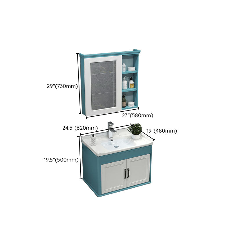 Wall Mount Mirror Included Sink Vanity with Faucet for Bathroom Clearhalo 'Bathroom Remodel & Bathroom Fixtures' 'Bathroom Vanities' 'bathroom_vanities' 'Home Improvement' 'home_improvement' 'home_improvement_bathroom_vanities' 7916645